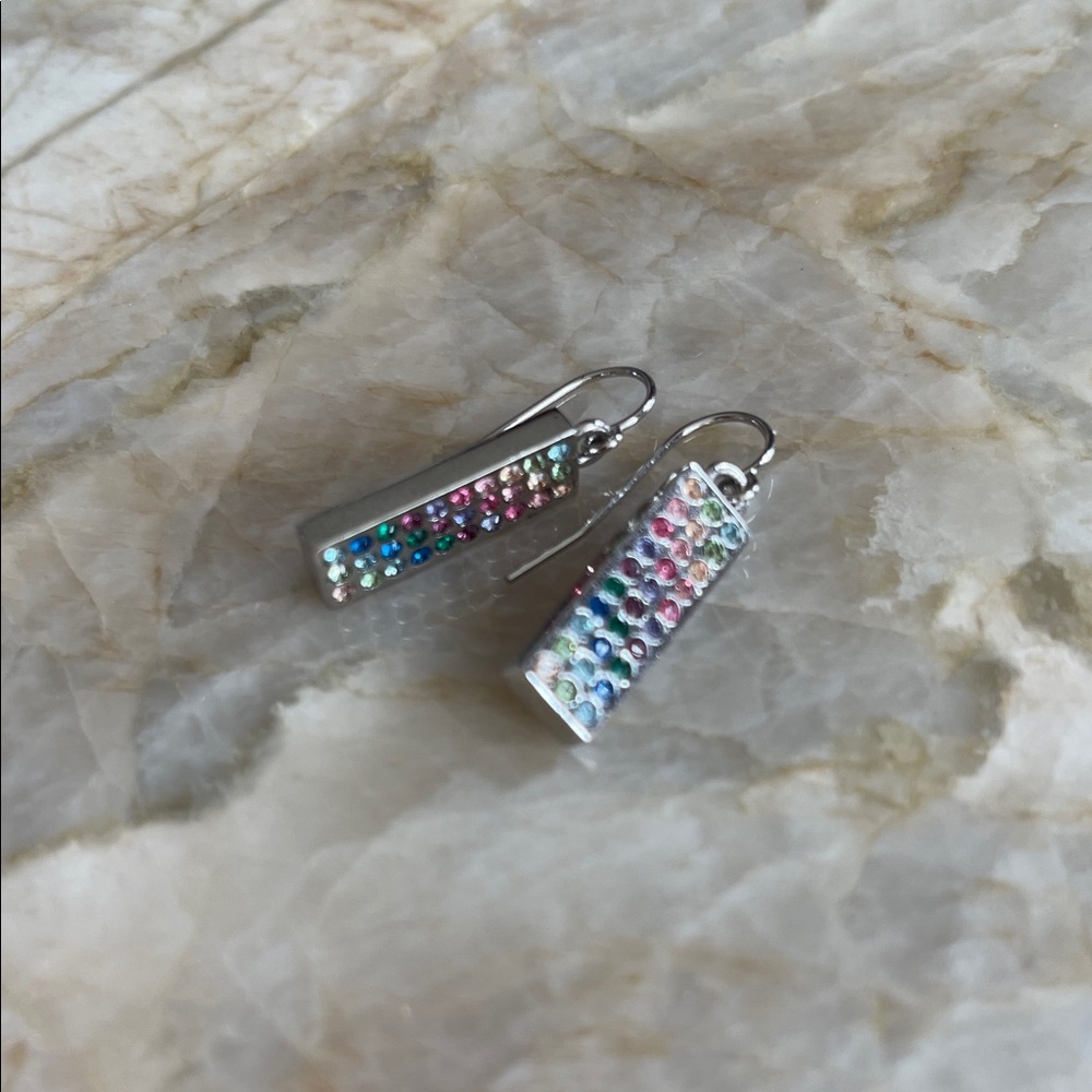 Elegant Silver 🌈 Rainbow Crystal Earrings